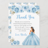 Princess in Blue Dress Quinceanera Vielen Dank Dankeskarte (Vorne/Hinten)