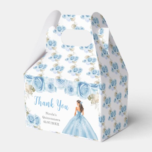 Princess in Blue Dress Quinceanera Vielen Dank Geschenkschachtel (Vorderseite)