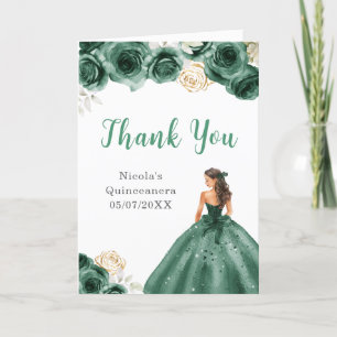 Princess in Dark Green Dress Quinceanera Vielen Da Dankeskarte