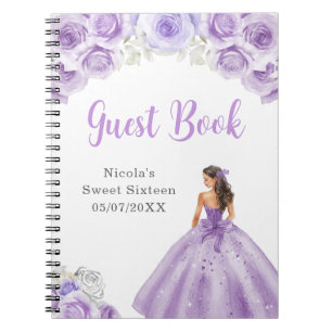 Princess in Dusty Lila Dress Sweet 16 Gästebuch Notizblock