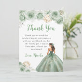 Princess in einem Sage Green Quinceanera Vielen Da Dankeskarte (Stehend Vorderseite)