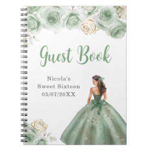 Princess in Green Dress 16 . Geburtstag Guest Book Notizblock