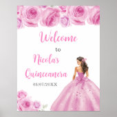 Princess in Light Pink Dress Quinceanera Willkomme Poster (Vorne)