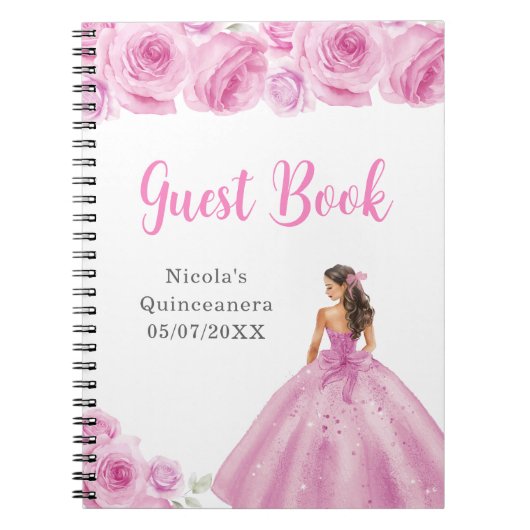 Princess in Light Pink Quinceanera Gästebuch Notizblock (Vorderseite)