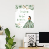 Princess in Sage Green Dress Quinceanera Willkomme Poster (Heimbüro)
