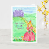 Princess Individuelle Name Happy Birthday Karte (Gelbe Blume)