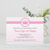 Princess Invitation Girl Geburtstagsparty Pink Cro Einladung (Stehend Vorderseite)
