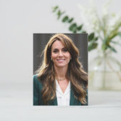 Princess Kate grün weiß stilisiert Postkarte (Stehend Vorderseite)