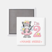 Princess Kitty 2. Geburtstag Magnet (Vorderseite/Rückseite)