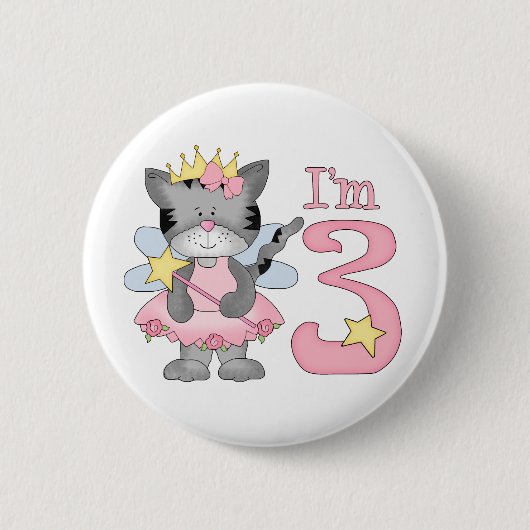 Princess Kitty 3. Geburtstag Button (Vorderseite)