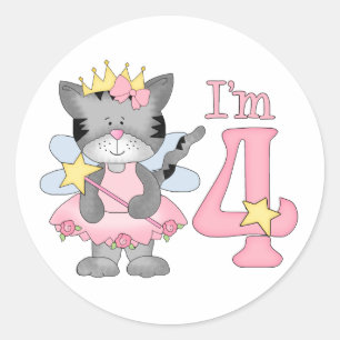 Princess Kitty 4. Geburtstag Runder Aufkleber