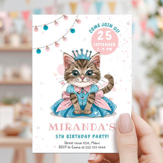 Princess Kitty Girl Birthday Party Einladung