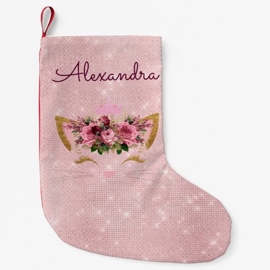 Princess Kitty Rose Gold - Rosa Kleiner Weihnachtsstrumpf (Vorderseite)