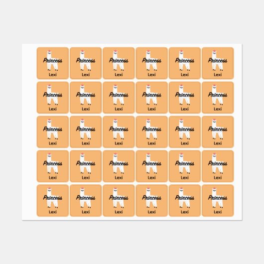 Princess Lama Design - Kleines quadratisches Bekle Etiketten (Blatt)