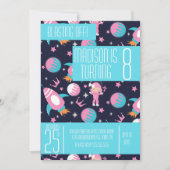 Princess Landing Rocket Ship Moon Geburtstag eines Einladung (Vorderseite)