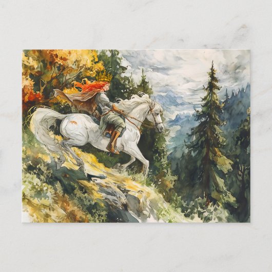 Princess Leap Rosstrappe Legend Watercolor Postkarte (Vorderseite)