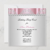 Princess Light Pink White Diamond Tiara Birthday Einladung (Rückseite)