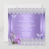 Princess Lila Pearls Rose High Heel Geburtstag Einladung (Rückseite)