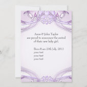 Princess Lilac New Baby Girl Ankündigung Foto (Rückseite)