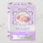 Princess Lilac New Baby Girl Ankündigung Foto (Vorne/Hinten)