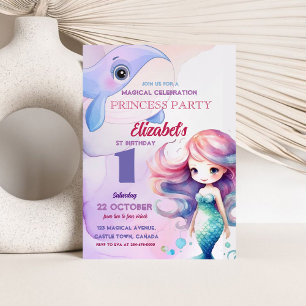 Princess Little Mermaid Magic Sea 1. Geburtstag Einladung