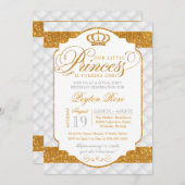 Princess Luxury White Gold Einladung zum Geburtsta (Vorne/Hinten)