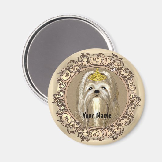 Princess Maltese Dog Magnet (Vorderseite/Rückseite)