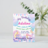 Princess & Mermaid Birthday Invitation Card (Stehend Vorderseite)