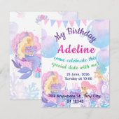 Princess & Mermaid Birthday Invitation Card (Vorne/Hinten)