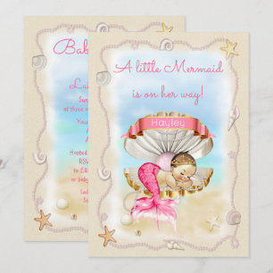 Princess Mermaid Name auf Clam Muschel Babydusche Einladung