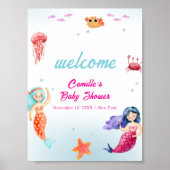 Princess Mermaid Ocean Coral Baby Dusche Willkomme Poster (Vorne)