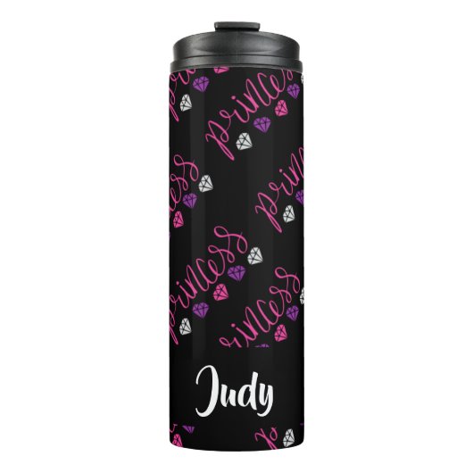 Princess-Muster in schwarz Thermosbecher (Vorderseite)