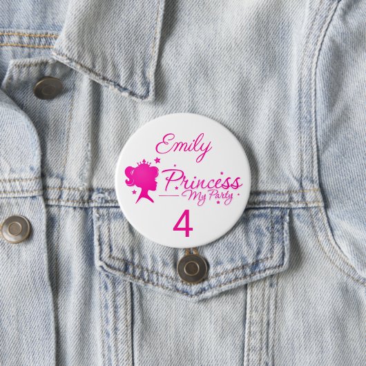 Princess My Party Personalialize Name Age Birthday Button (Beispiel)
