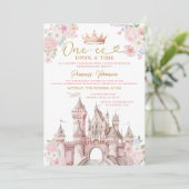 Princess ONE-CE Upon a time Birthday Castle Crown Einladung (Stehend Vorderseite)