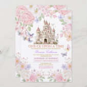 Princess ONE-CE Upon a time birthday Castle Floral Einladung (Vorne/Hinten)