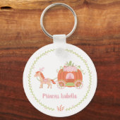Princess Orange Pumpkin Carriage Girl Personalisie Schlüsselanhänger (Vorderseite)