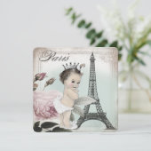 Princess Paris Baby Dusche Einladung (Stehend Vorderseite)
