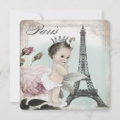 Princess Paris Baby Dusche Einladung (Vorderseite)