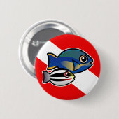 Princess Parrotfish & Baby Diving Flag Button (Vorne & Hinten)