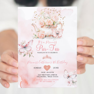 Princess ParTea Pink Butterfly 8. Geburtstag Einladung