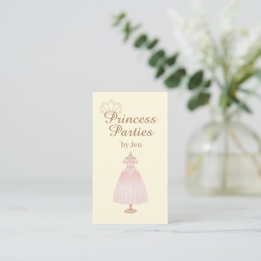 Princess Party Business Card Visitenkarte (Stehend Vorderseite)