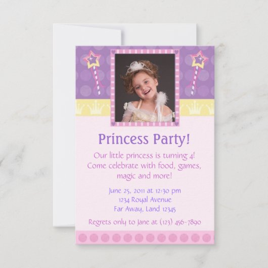 Princess Party Foto Einladung (Vorderseite)