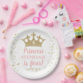 Princess Party Gold Crown Confetti Pink Pappteller (Party)