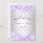 Princess Party Lila Aquamarin Blue Tiara Butterfly Einladung (Vorderseite)