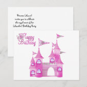 Princess Party-Rosa Burg Einladung zum Geburtstag (Vorne/Hinten)