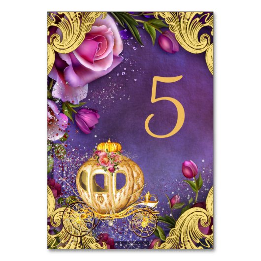 Princess Party Table Cards Tischnummer (Vorderseite)