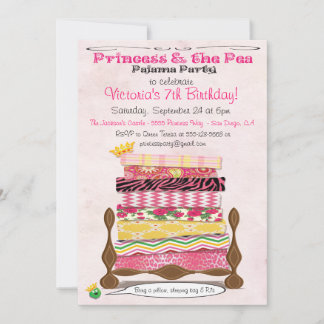 Princess & Pea Pajama Geburtstagsparty Einladung