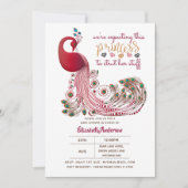 Princess Peacock Pink knöpft ihre Stuff Baby Dusch Einladung (Vorderseite)