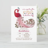 Princess Peacock Pink knöpft ihre Stuff Baby Dusch Einladung (Stehend Vorderseite)