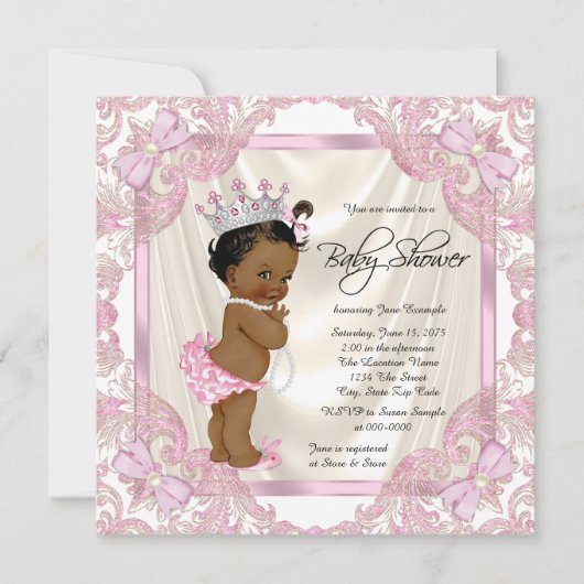 Princess Pearl Ethnic Baby Girl Dusche Einladung (Vorderseite)